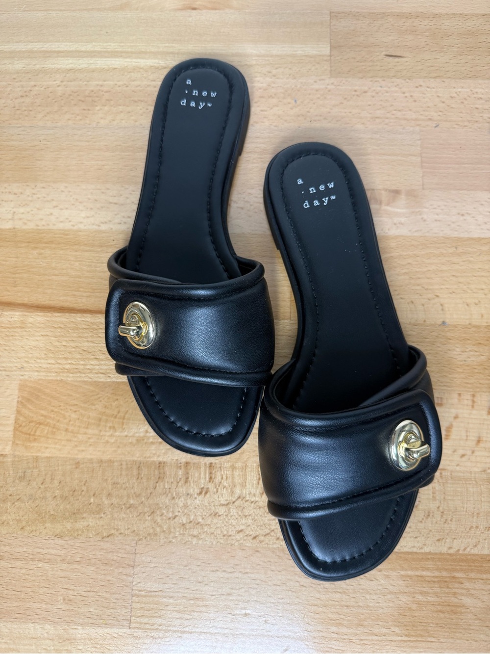 a new day Black Slide sandals, size 6.5